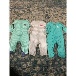 Lot Of 3 9m 9 Month Pj Sleepers Pajamas